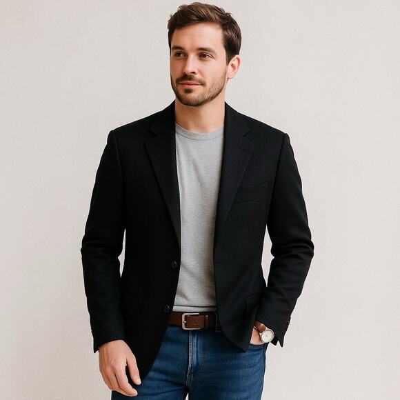 Arnold Brant Sport Coat 44 R 100% Cashmere Jacket Blazer 3 Button Black Canada - Picture 2 of 14